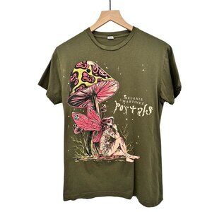 Melanie Martinez Portals Green Graphic T-Shirt Featuring Fairy & Mushrooms 100%
